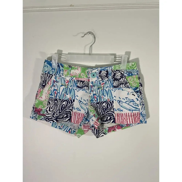 Lilly Pulitzer Pants - Lilly Pulitzer Women’s The Walsh Short Size 00 Multicolor Chino‎ Flat Front
